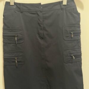 Escada Black Pencil Skirt with Zipper Details